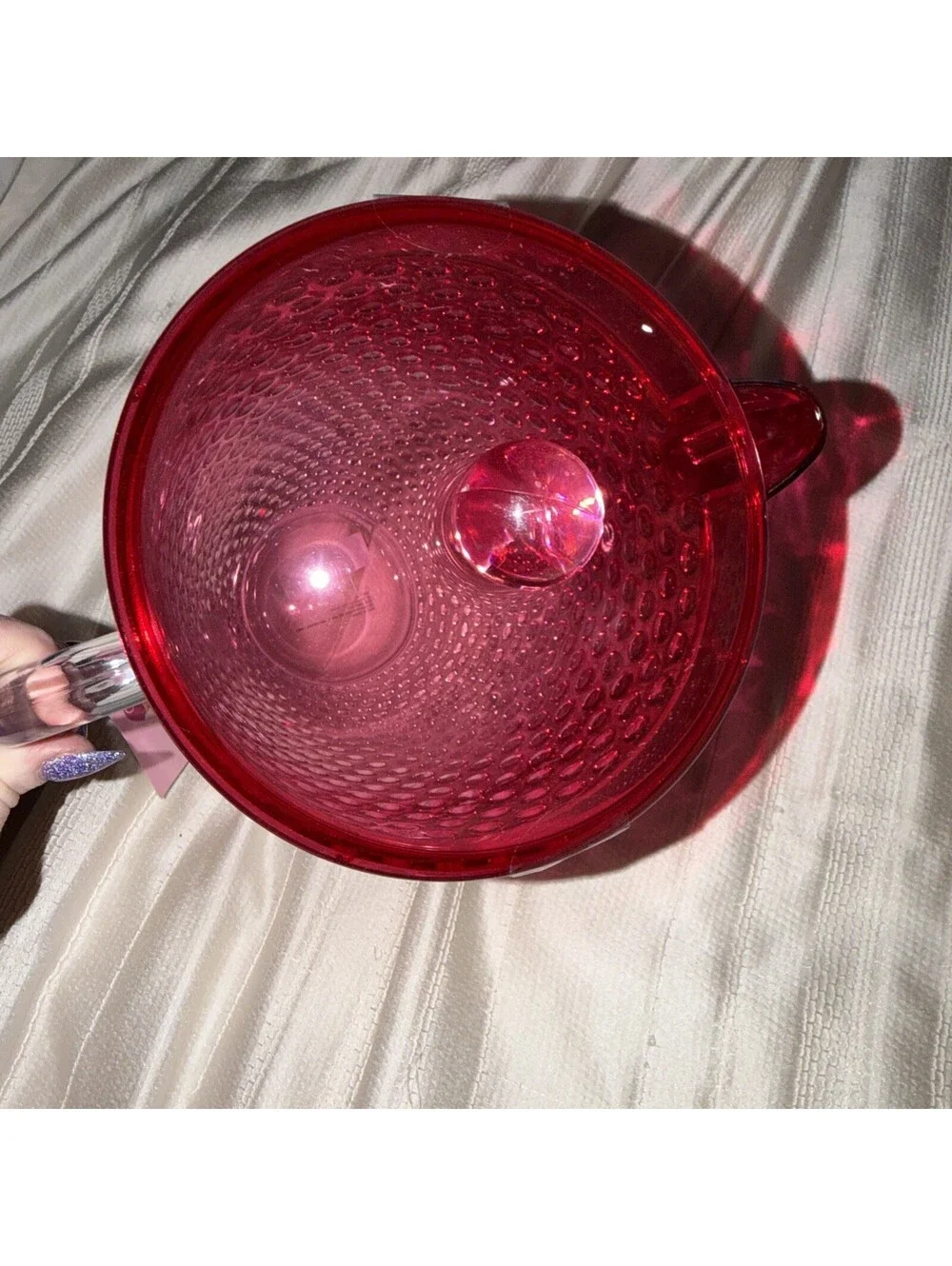 Paris Hilton Hot Pink/clear ombré 2.3 Acrylic bubble print Pitcher NWT